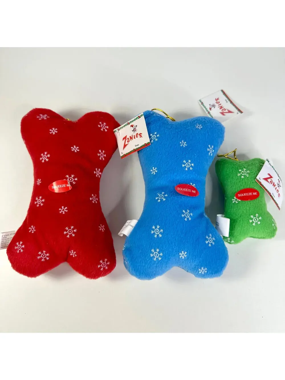 Zanies Dog Bone Toys Squeakers Set of 3 Fabric Bones